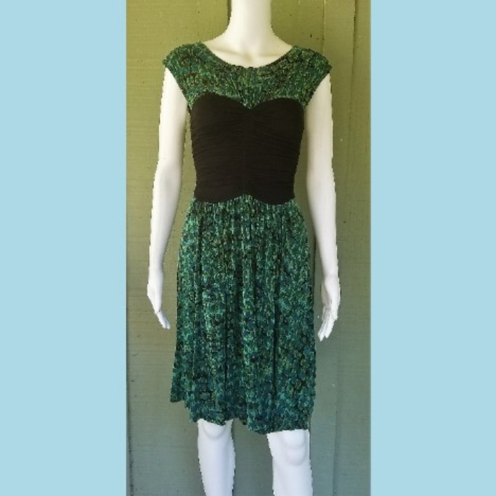 PLENTY Tracy Reese Green Black Jersey Dress P